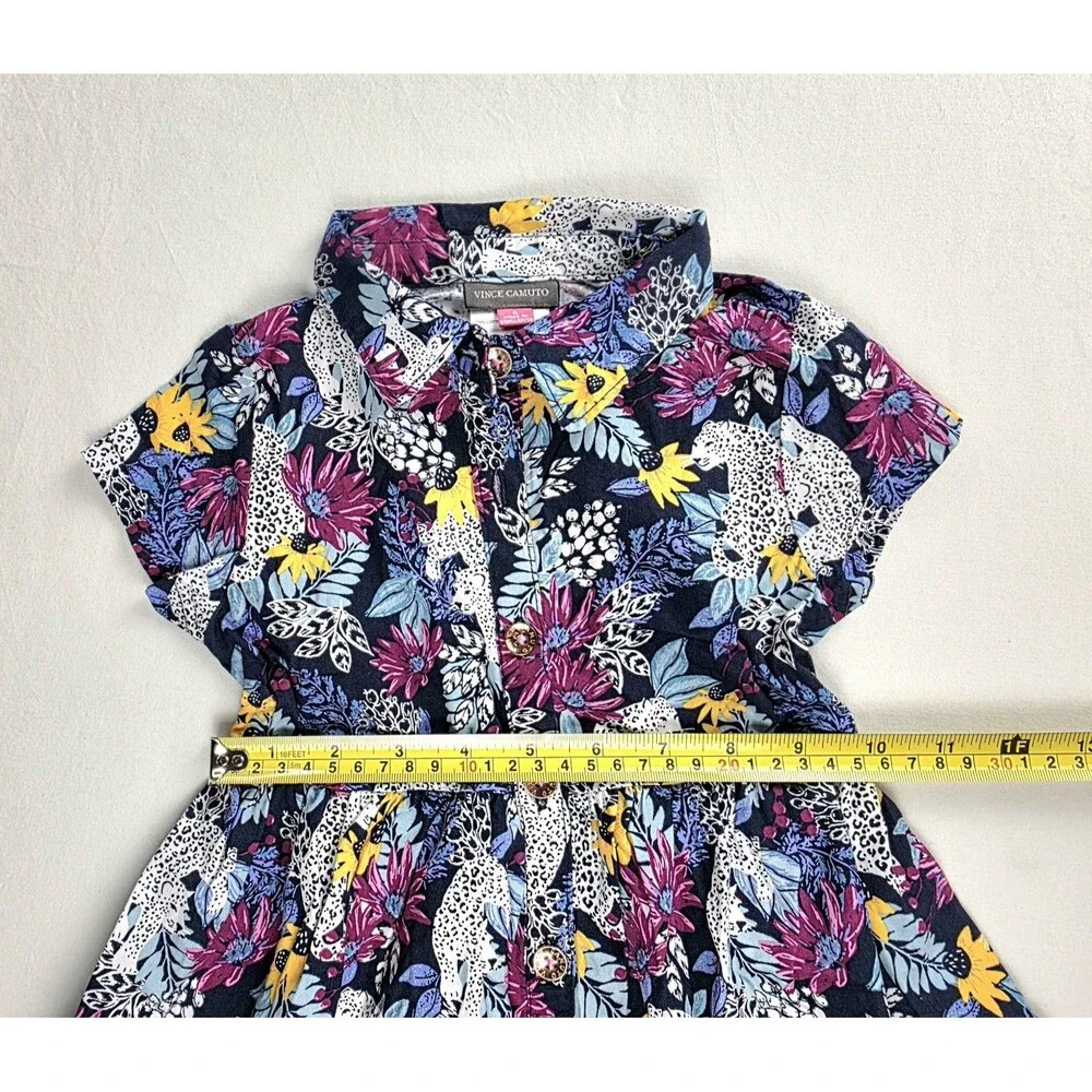 Girls Dress Size 4 Vince Camuto 100% Cotton Summer Bright Tropical Floral Tiered